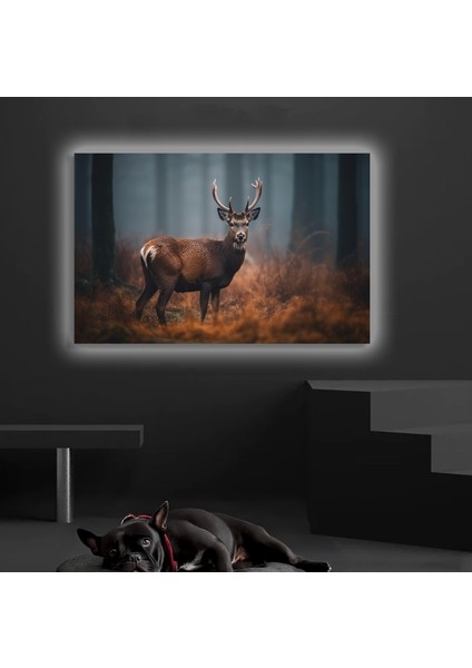 LED Işıklı Kanvas Tablo, 3D Dekoratif Baskılı Tablo Yapay Zeka Desteksli Hayvanlar 316