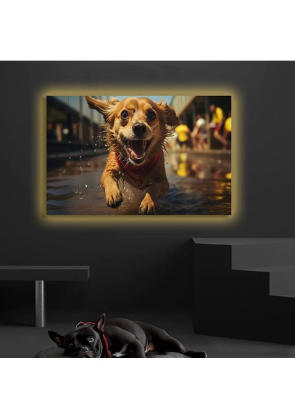 LED Işıklı Kanvas Tablo, 3D Dekoratif Baskılı Tablo Yapay Zeka Desteksli Hayvanlar 340