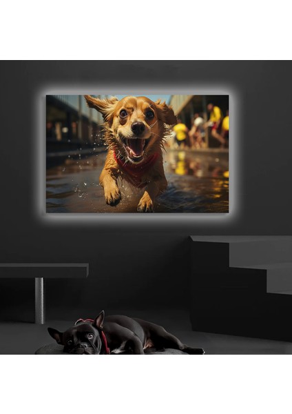 LED Işıklı Kanvas Tablo, 3D Dekoratif Baskılı Tablo Yapay Zeka Desteksli Hayvanlar 340
