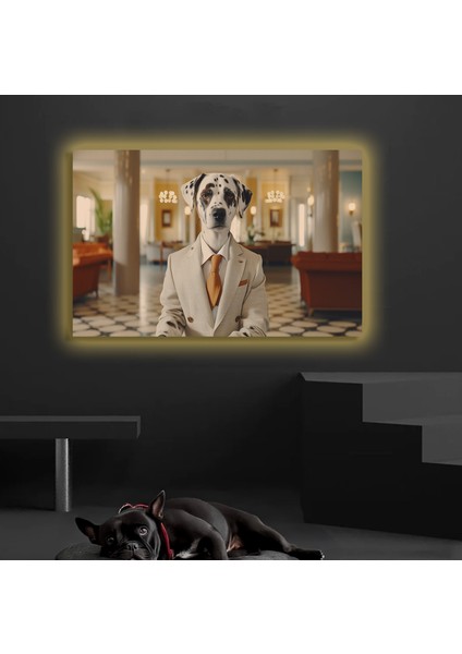 LED Işıklı Kanvas Tablo, 3D Dekoratif Baskılı Tablo Yapay Zeka Desteksli Hayvanlar 354