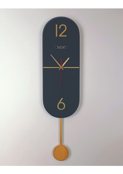Hareketli Sarkaçlı Gri Saat, Doğa Temalı, 78x19 cm, Mutfak, Salon, Ofis Dekoru