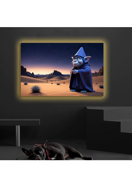 LED Işıklı Kanvas Tablo, 3D Dekoratif Baskılı Tablo Yapay Zeka Desteksli Hayvanlar 264
