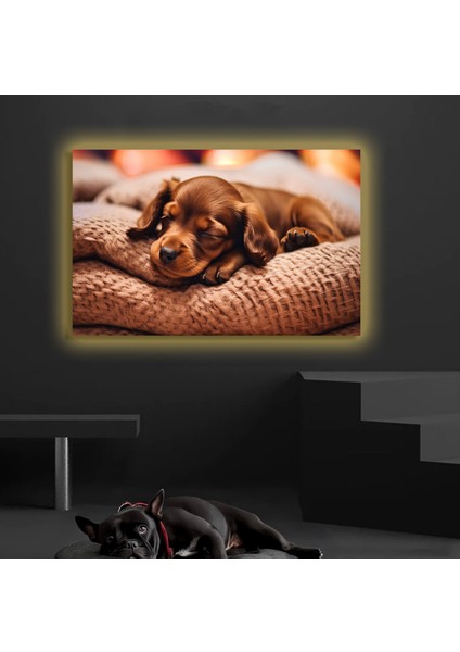 LED Işıklı Kanvas Tablo, 3D Dekoratif Baskılı Tablo Yapay Zeka Desteksli Hayvanlar 41