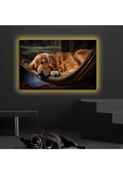 LED Işıklı Kanvas Tablo, 3D Dekoratif Baskılı Tablo Yapay Zeka Desteksli Hayvanlar 145