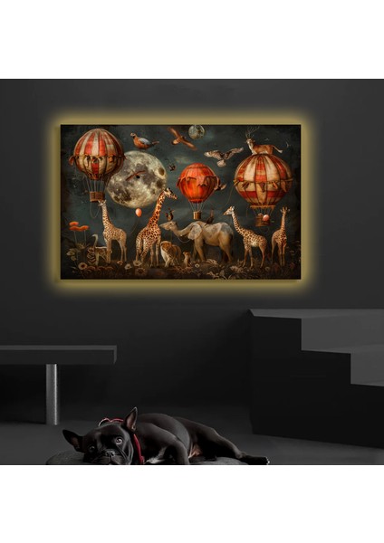 LED Işıklı Kanvas Tablo, 3D Dekoratif Baskılı Tablo Yapay Zeka Desteksli Hayvanlar 40