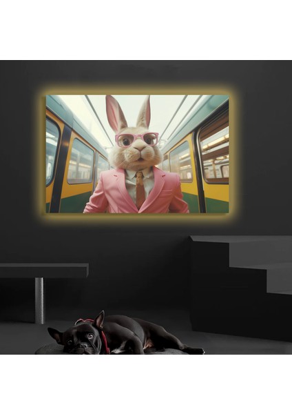 LED Işıklı Kanvas Tablo, 3D Dekoratif Baskılı Tablo Yapay Zeka Desteksli Hayvanlar 22