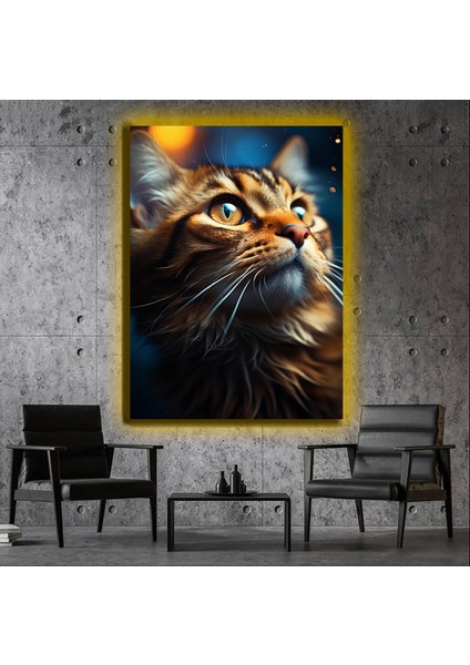 LED Işıklı Kanvas Tablo, 3D Dekoratif Baskılı Tablo Yapay Zeka Desteksli Hayvanlar 403