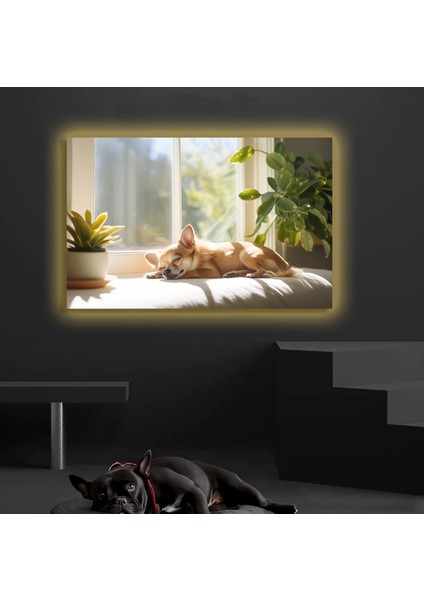 LED Işıklı Kanvas Tablo, 3D Dekoratif Baskılı Tablo Yapay Zeka Desteksli Hayvanlar 176