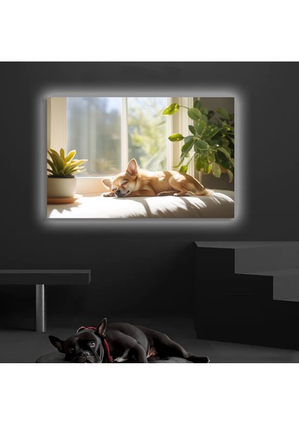 LED Işıklı Kanvas Tablo, 3D Dekoratif Baskılı Tablo Yapay Zeka Desteksli Hayvanlar 176
