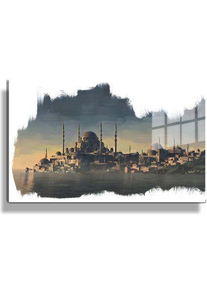 Şehirler ve Manzaralar, Yapay Zeka Destekli, 3D Dekoratif Baskı Yatay Cam Tablo 292