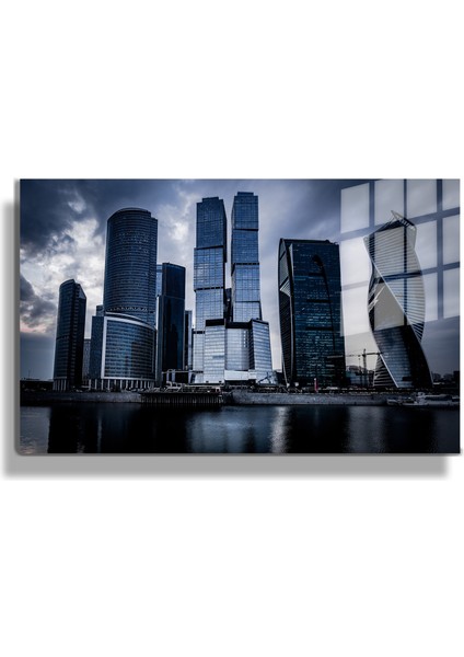 Şehirler ve Manzaralar, Yapay Zeka Destekli, 3D Dekoratif Baskı Yatay Cam Tablo 141