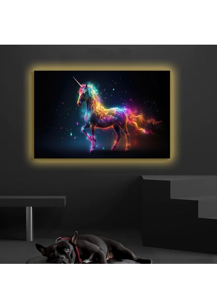 LED Işıklı Kanvas Tablo, 3D Dekoratif Baskılı Tablo Yapay Zeka Desteksli Hayvanlar 112