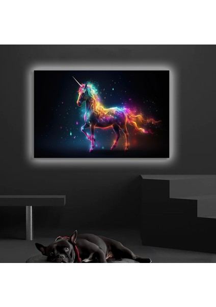 LED Işıklı Kanvas Tablo, 3D Dekoratif Baskılı Tablo Yapay Zeka Desteksli Hayvanlar 112