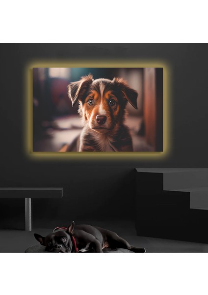 LED Işıklı Kanvas Tablo, 3D Dekoratif Baskılı Tablo Yapay Zeka Desteksli Hayvanlar 313