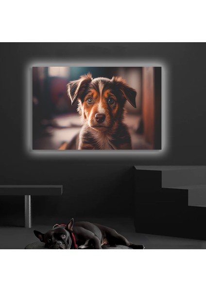 LED Işıklı Kanvas Tablo, 3D Dekoratif Baskılı Tablo Yapay Zeka Desteksli Hayvanlar 313