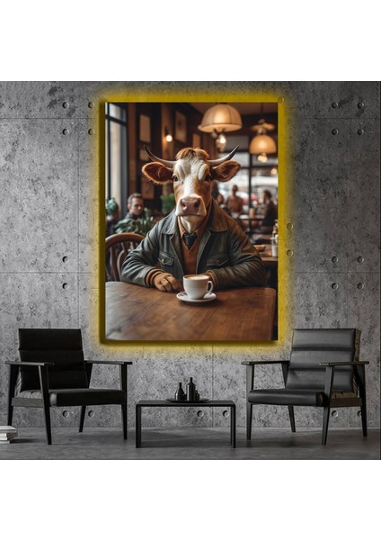 LED Işıklı Kanvas Tablo, 3D Dekoratif Baskılı Tablo Yapay Zeka Desteksli Hayvanlar 379