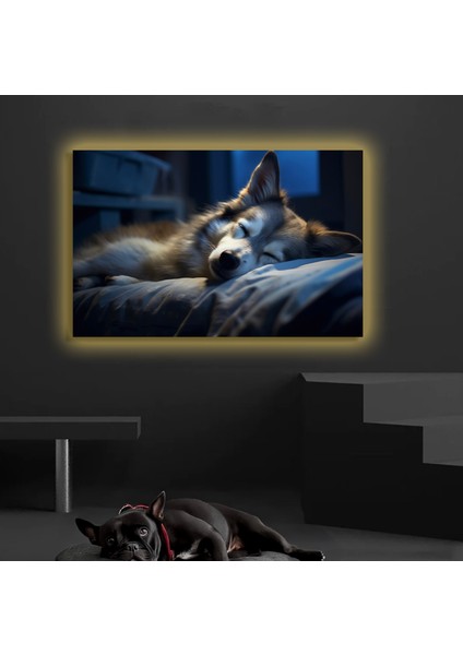 LED Işıklı Kanvas Tablo, 3D Dekoratif Baskılı Tablo Yapay Zeka Desteksli Hayvanlar 189
