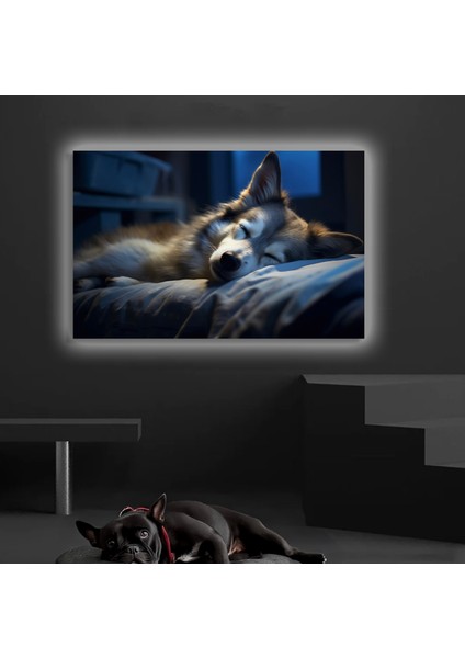 LED Işıklı Kanvas Tablo, 3D Dekoratif Baskılı Tablo Yapay Zeka Desteksli Hayvanlar 189