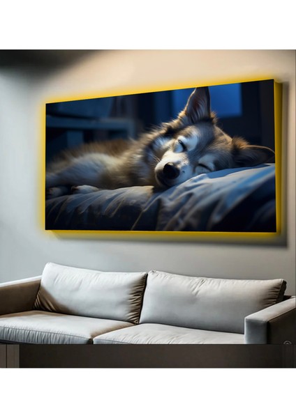 LED Işıklı Kanvas Tablo, 3D Dekoratif Baskılı Tablo Yapay Zeka Desteksli Hayvanlar 189