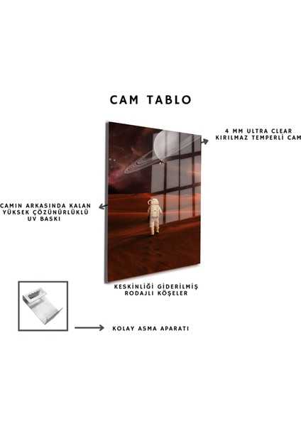 Space/uzay Yapay Zeka Özel Tasarım Cam Tablo Ofis, Mutfak Çocuk Odası, Salon 21