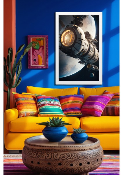 Space, Uzay, Yapay Zeka Mdf Plastik Çerçeveli Dekoratif Tablo 92