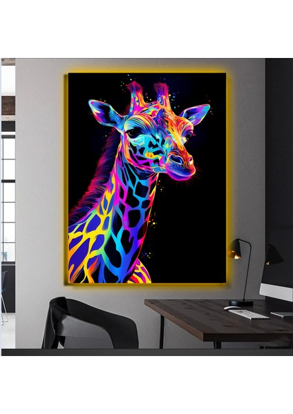 LED Işıklı Kanvas Tablo, 3D Dekoratif Baskılı Tablo Yapay Zeka Desteksli Hayvanlar 390