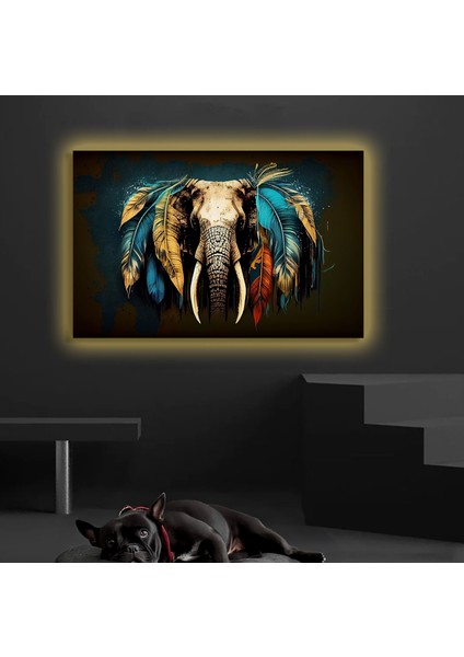 LED Işıklı Kanvas Tablo, 3D Dekoratif Baskılı Tablo Yapay Zeka Desteksli Hayvanlar 244
