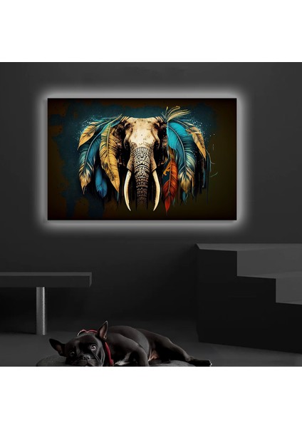 LED Işıklı Kanvas Tablo, 3D Dekoratif Baskılı Tablo Yapay Zeka Desteksli Hayvanlar 244