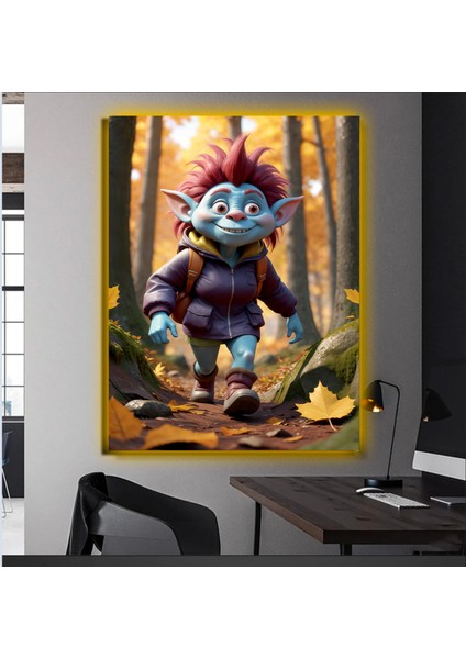 LED Işıklı Kanvas Tablo, 3D Dekoratif Baskılı Tablo Yapay Zeka Desteksli Hayvanlar 443