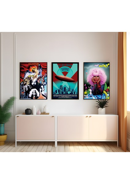 Modern Tarz Mdf Plastik Çerçeveli 3'lu Dekoratif Tablo 205