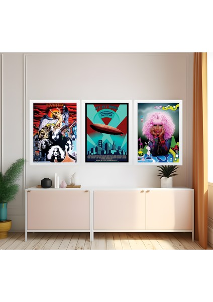 Modern Tarz Mdf Plastik Çerçeveli 3'lu Dekoratif Tablo 205