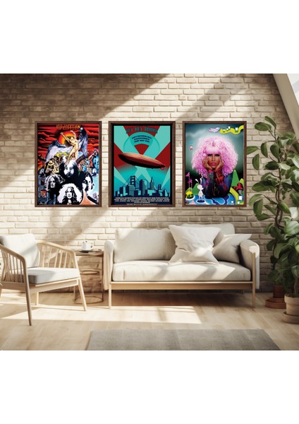 Modern Tarz Mdf Plastik Çerçeveli 3'lu Dekoratif Tablo 205