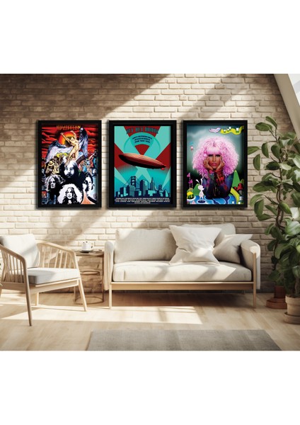 Modern Tarz Mdf Plastik Çerçeveli 3'lu Dekoratif Tablo 205