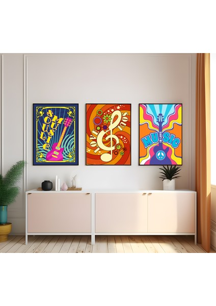 Modern Tarz Mdf Plastik Çerçeveli 3'lu Dekoratif Tablo 202