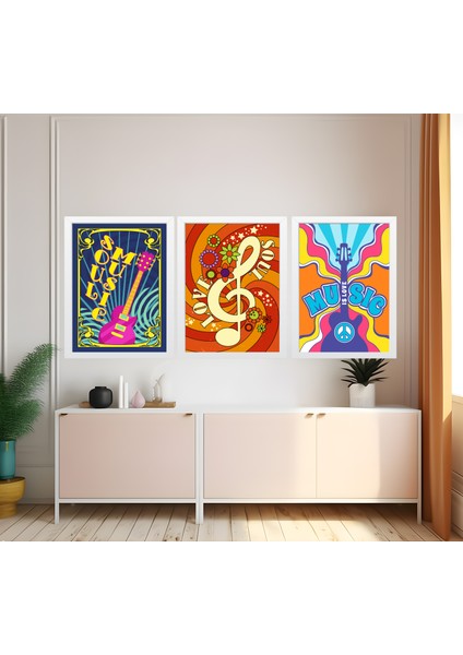 Modern Tarz Mdf Plastik Çerçeveli 3'lu Dekoratif Tablo 202
