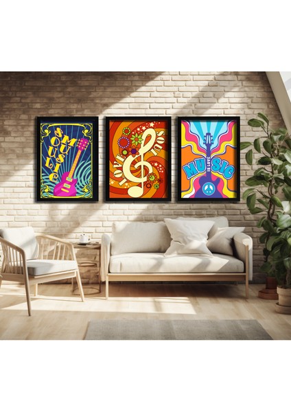 Modern Tarz Mdf Plastik Çerçeveli 3'lu Dekoratif Tablo 202