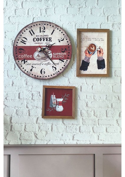 Renkli modern mutfak duvar saati, 70x70 cm, ahşap çerçeveli, enerjik ve şık tasarım