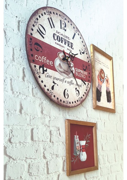 Renkli modern mutfak duvar saati, 70x70 cm, ahşap çerçeveli, enerjik ve şık tasarım fırsatları