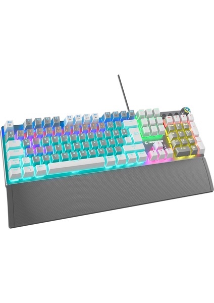 KB-R28 Blade Plus Gri-Beyaz Gökkuşağ Türkçe Blue Switch Mekanik Klavye Oyuncu Gaming Klavye