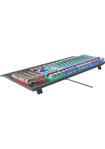 KB-R28 Blade Plus Gri-Beyaz Gökkuşağ Türkçe Blue Switch Mekanik Klavye Oyuncu Gaming Klavye