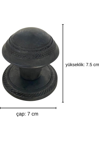 Pirinç Döküm Oksit Siyah Rengi 8 cm Çapında Kapı Tokmağı/kapı Topuzu