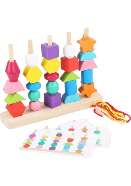 Montessori Ahşap Oyuncaklar Renk Şekil Eşleştirme Bulmaca Oyunu Renkli Boncuklu Renk Biliş Erken Eğitici Oyuncaklar Çocuklar Için Hediye Renk: 5 Sütun (Yurt Dışından)