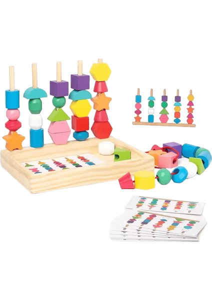 Montessori Ahşap Oyuncaklar Renk Şekil Eşleştirme Bulmaca Oyunu Renkli Boncuklu Renk Biliş Erken Eğitici Oyuncaklar Çocuklar Için Hediye Renk: Saklama Panosu ile (Yurt Dışından)