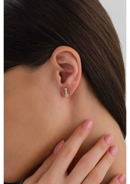 925 Ayar Gümüş Gold Çivili Kedi Küpe fiyatları