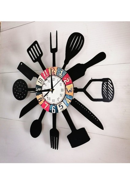 Modern siyah asimetrik duvar saati 40x40 cm, şık ve fonksiyonel mutfak dekoru fiyatları
