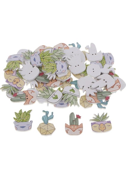 50X Çocuk Düğ Delikli Ahşap Düğ Dekoratif Düğ Karikatür Kar (Yurt Dışından)