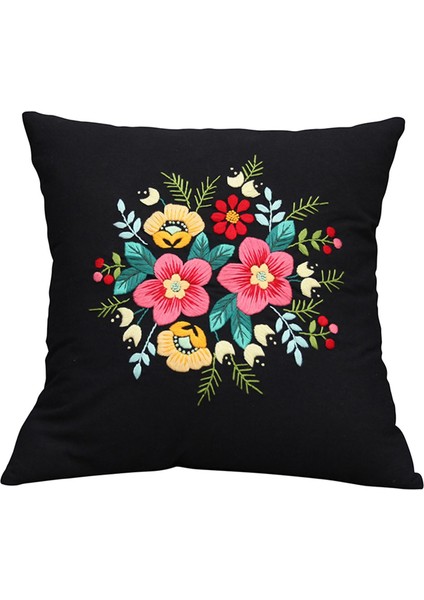 Yarı Kapanmış Nakış Yastığı Dıy Renkli Iplikler Dikiş Zanaat Siyahı Kaplar (Yurt Dışından)