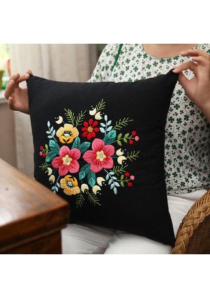 Yarı Kapanmış Nakış Yastığı Dıy Renkli Iplikler Dikiş Zanaat Siyahı Kaplar (Yurt Dışından) modelleri