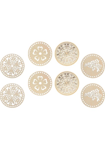 8 Adet Doğal Ahşap Tığ Sepeti Alt Içi Boş 5.4 Inç Daire Boş Ahşap Taban (Yurt Dışından)