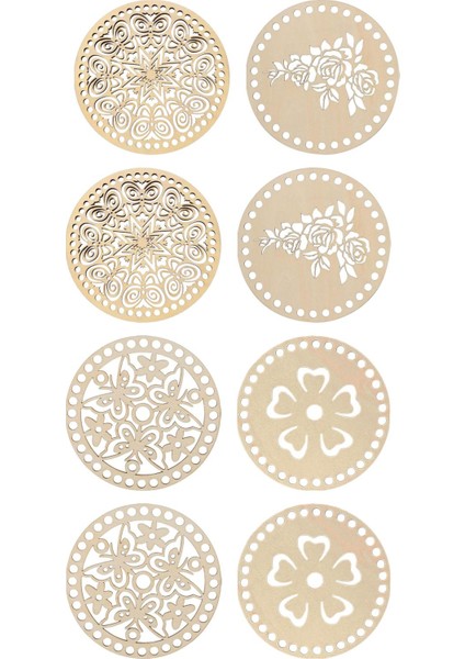 8 Adet Doğal Ahşap Tığ Sepeti Alt Içi Boş 5.4 Inç Daire Boş Ahşap Taban (Yurt Dışından) fiyatları